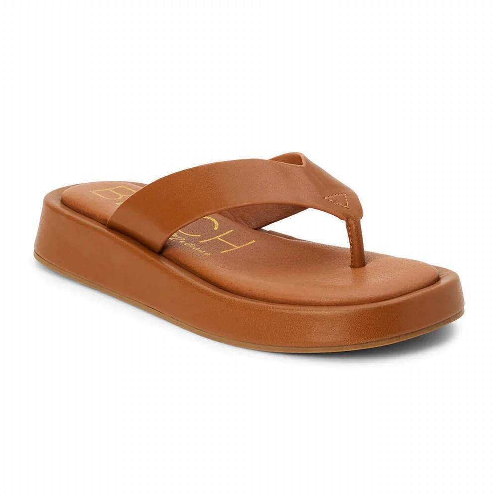 Women's Brown Platform Toe-Post Sandal